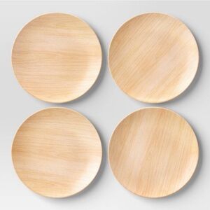 Room Essentials Melamine Natural Plate Set of 4 New (T2)